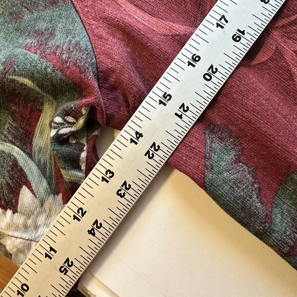 Caribbean Joe Mens Hawaiian Shirt XL Red Tropical Floral Short Sleeve Heavy - Picture 7 of 8